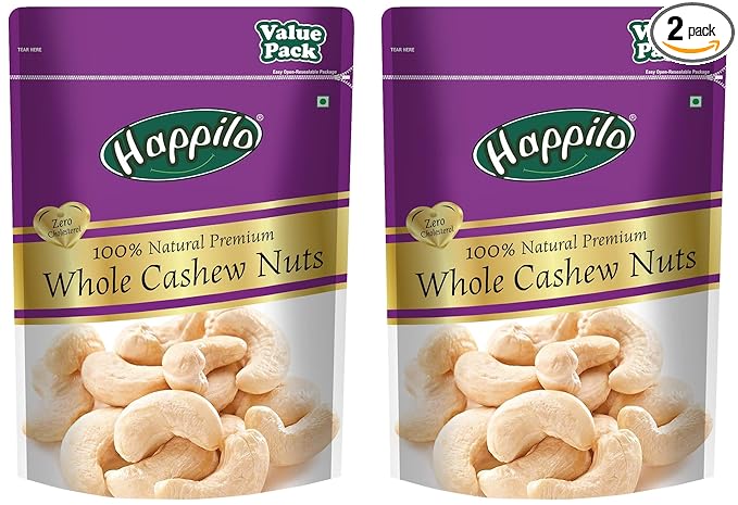 Happilo 100% Natural Premium Whole Cashews 500 g Value Pack